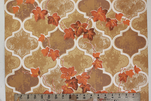 1970s Vintage Wallpaper Orange Ivy