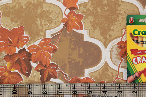1970s Vintage Wallpaper Orange Ivy