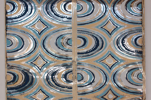 1970s Vintage Wallpaper Retro Mod Blue Mylar