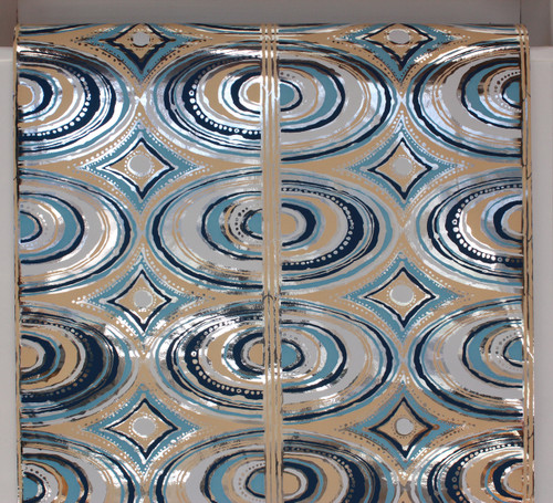 1970s Vintage Wallpaper Retro Mod Blue Mylar