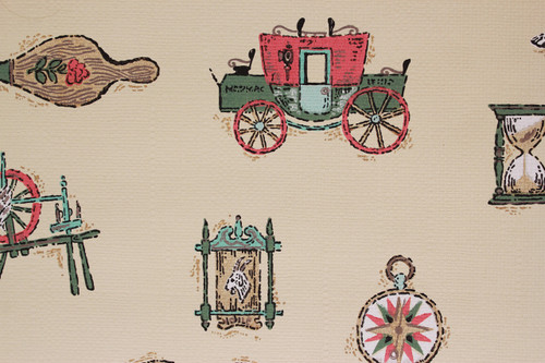 1950s Vintage Wallpaper Stagecoach