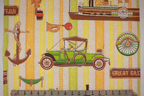 1970s Vintage Wallpaper Cars and Trains