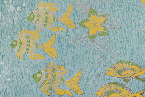 1970s Vintage Wallpaper Fish on Foil