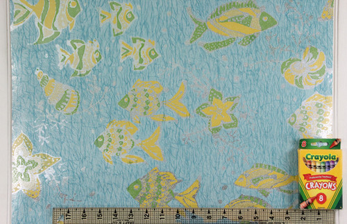 1970s Vintage Wallpaper Fish on Foil