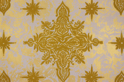 1970s Vintage Wallpaper Flocked Yellow Gold Starbursts