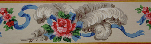Duro Vintage Wallpaper Border Rose and Ribbon