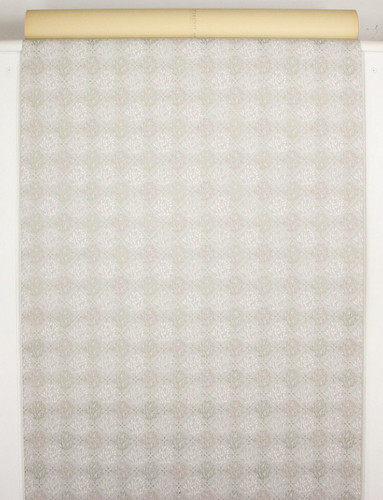 1960s Vintage Wallpaper Pink and Gold Metallic Geometric on Gray