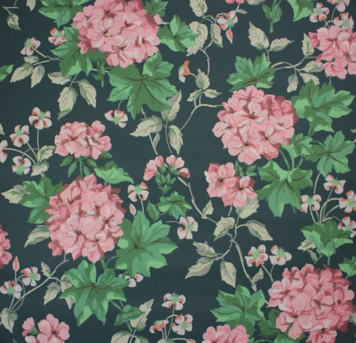 1950s Vintage Wallpaper Geranium Ivy