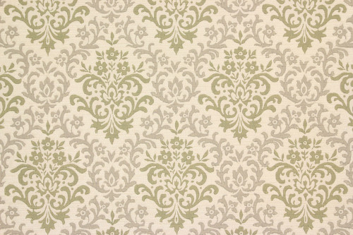 1950s Vintage Wallpaper Green and Gray Damask