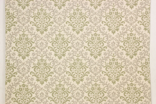 1950s Vintage Wallpaper Green and Gray Damask