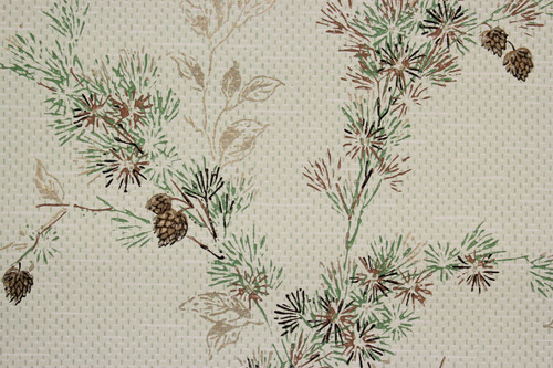 1950s Vintage Wallpaper Botanical Pine Tree Branch Cones