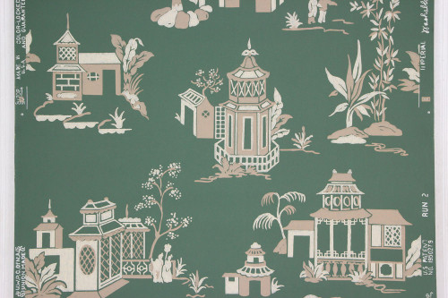 1950s Vintage Wallpaper Green Chinoiserie