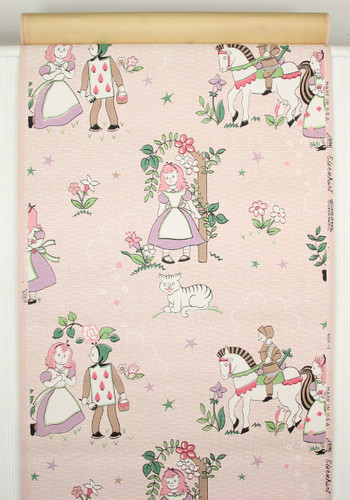 1940s Vintage Wallpaper Alice in Wonderland Character Knight White Horse