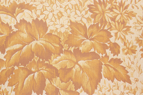 1970s Vintage Wallpaper Leaves and Flowers Golden