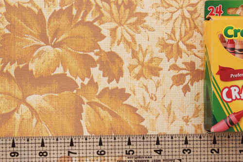 1970s Vintage Wallpaper Leaves and Flowers Golden