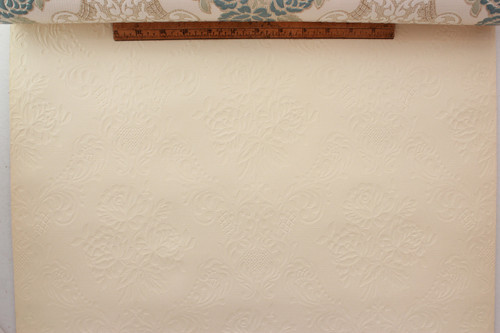 1960s Vintage Wallpaper Embossed Blue Roses