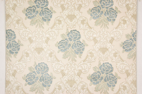 1960s Vintage Wallpaper Embossed Blue Roses