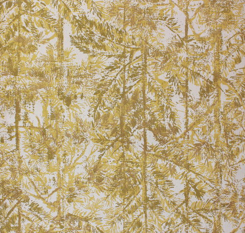 1970s Vintage Wallpaper Yellow and Brown Pine Trees