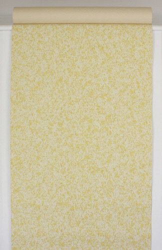 1950s Vintage Wallpaper Yellow White Swirl with Gold Metallic