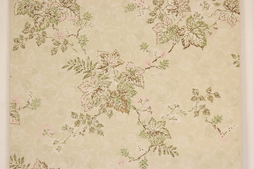 1960s Vintage Wallpaper Pink Green Leaves