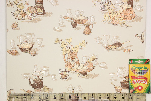 1960s Vintage Wallpaper Brown Gold Kitchen