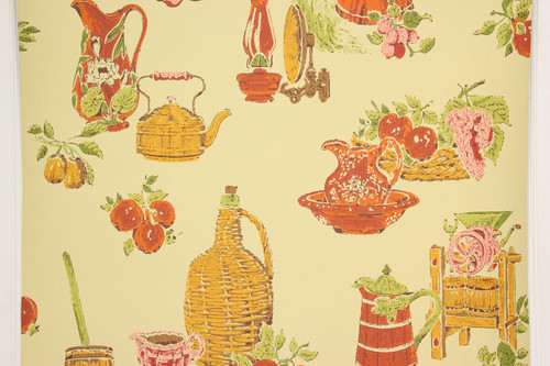1970s Retro Vintage Wallpaper Red Orange Kitchen