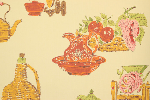 1970s Retro Vintage Wallpaper Red Orange Kitchen
