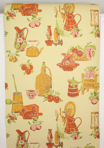 1970s Retro Vintage Wallpaper Red Orange Kitchen