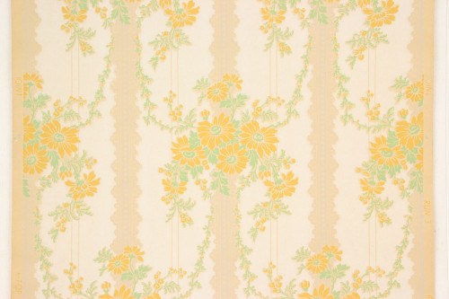 1930s Vintage Wallpaper Yellow Flower Bouquets