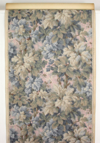 1900s Antique Wallpaper Blue Green Leaves