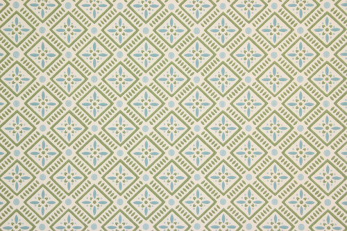 1950s Vintage Wallpaper Blue Green Geometric
