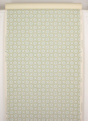 1950s Vintage Wallpaper Blue Green Geometric