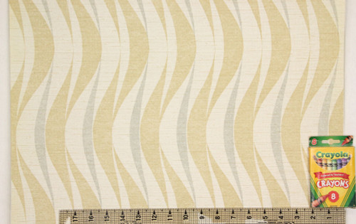1970s Retro Vintage Wallpaper Beige Gray Wavy Lines