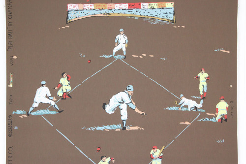 1950s Vintage Novelty Wallpaper Baseball