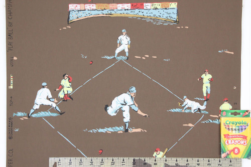 1950s Vintage Novelty Wallpaper Baseball