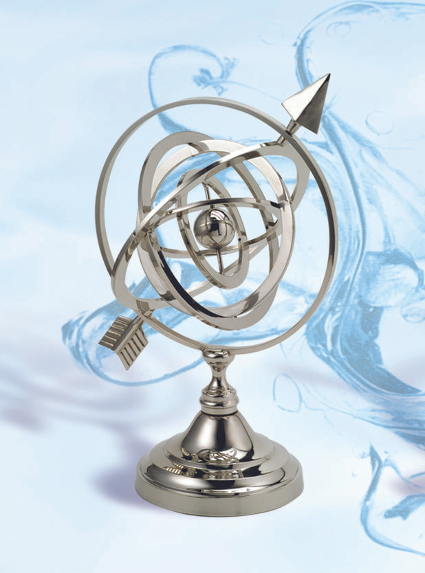 Brass Armillary Sphere with Nickel Finish for Sale