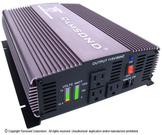 Ramsond SunRay 1500 (12V) Pure Sine Wave Power Inverter - 12V DC to 115V AC  (60Hz) - 1500W Rated Output - Ramsond Corporation