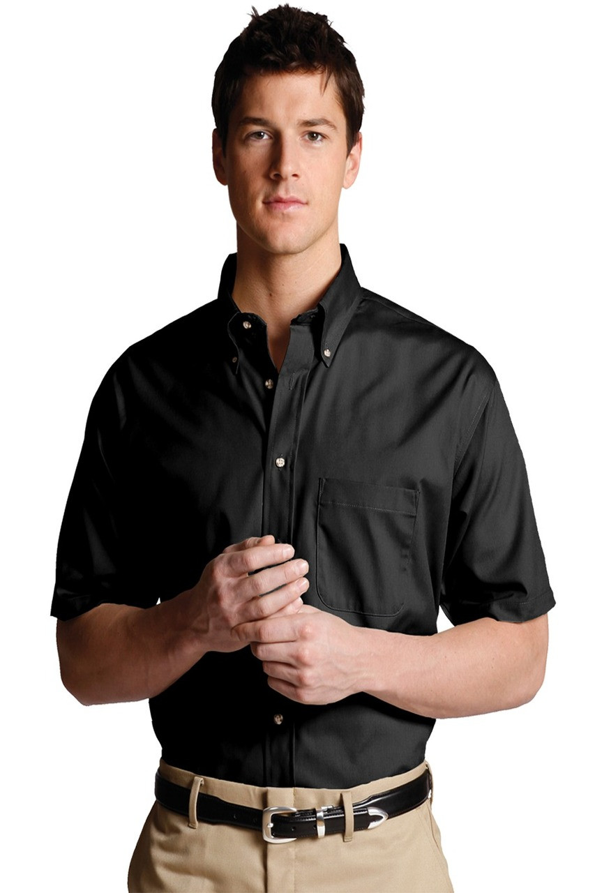 Mens best value short sleeve uniform work shirt with chest pocket in black