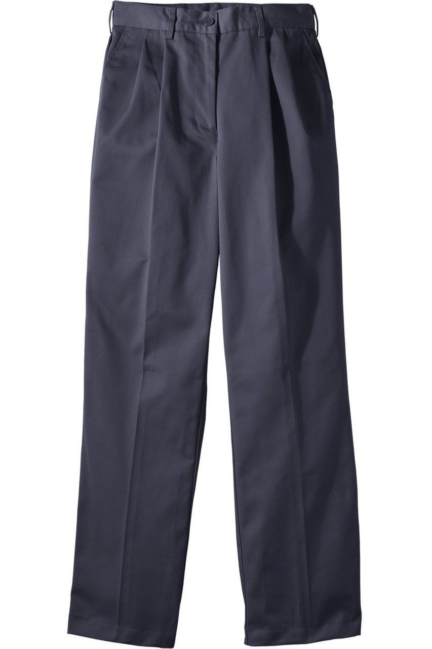 Ladies pleated front poly cotton utility work pants in navy blue
