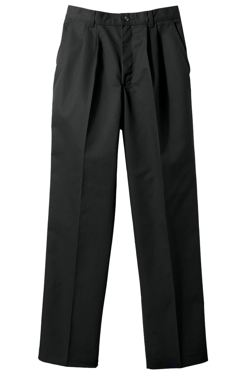 Ladies pleated front poly cotton work pants in black