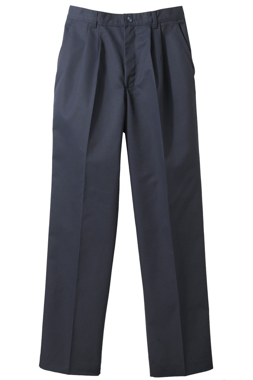 Ladies pleated front poly cotton work pants in navy blue