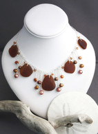 Amber Sea Glass With Dropped Pearls & Crystals