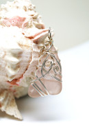 Rare Pink Sea Glass Sterling Wrapped pendant