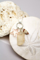 Crystal Starfish & Peach Sea Glass Necklace