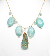 Turquoise Sea Glass and Amazonite 14k Necklace