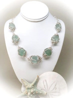 Sterling Wrapped Sea Glass Large Nugget Necklace