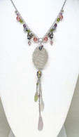 Spider’s Web Sea Glass & Crystal Skull Necklace 