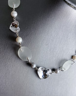 Swarovski Crystal Hearts & White Sea Glass Necklace
