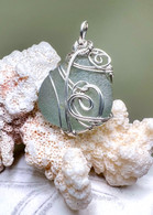 Mint Sea Glass Sterling Wrapped Pendant