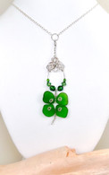 Sea Glass Four Leaf Clover Celtic Knot Necklace
